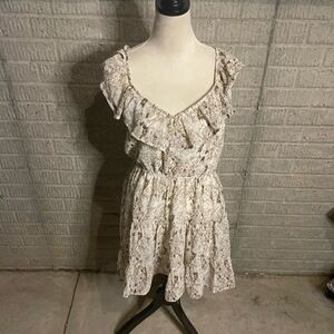 Entro Snakeskin Print Sleeveless Ruffled Fit‎ And Flare Casual Dress Size Large